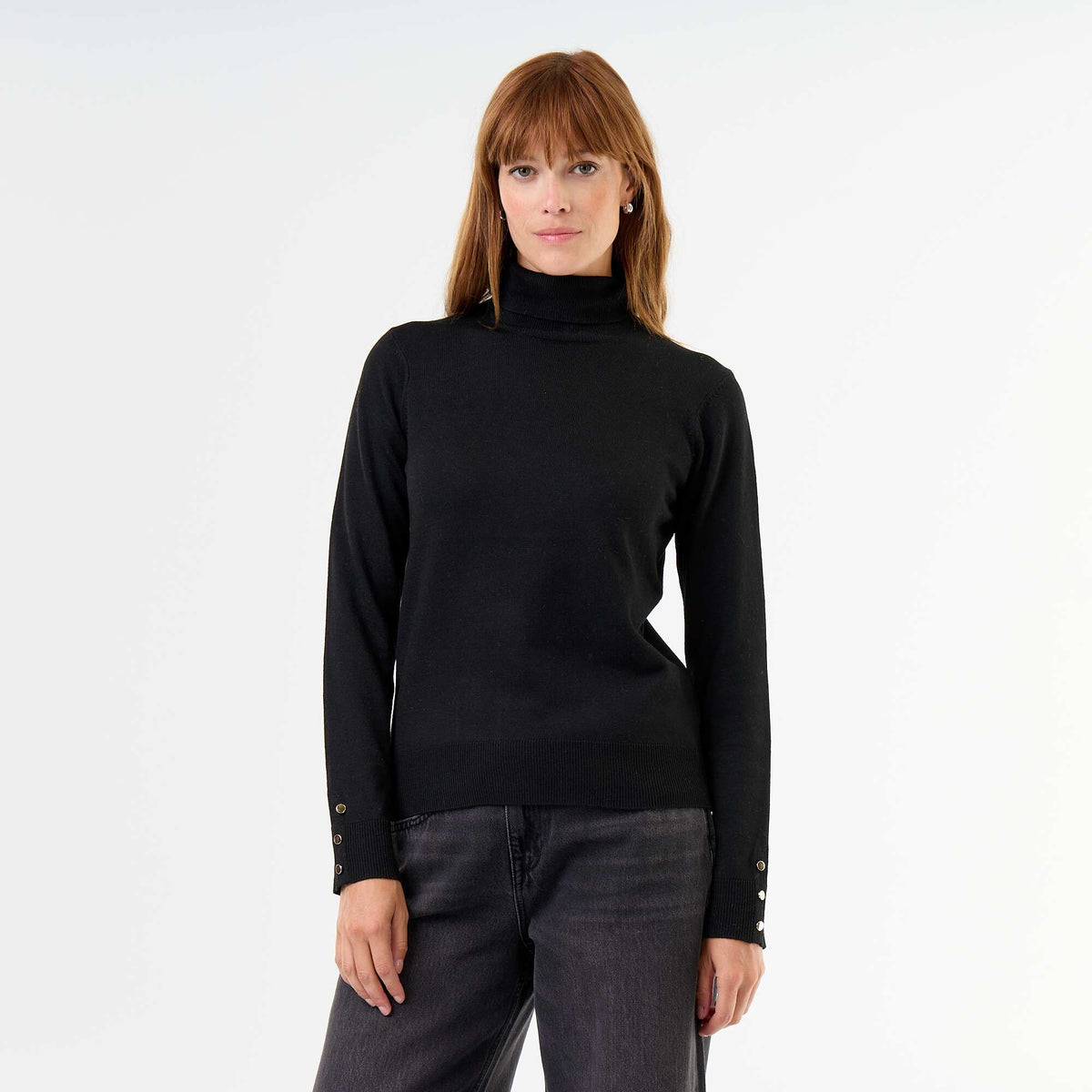 Fine Gauge Turtleneck Sweater BLACK