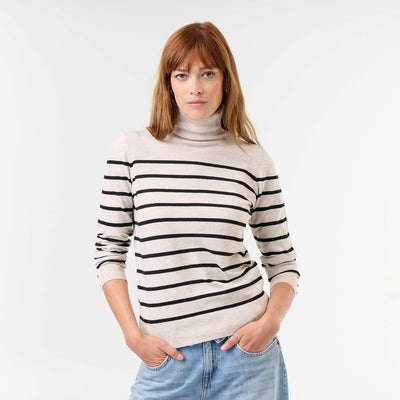 Fine Gauge Turtleneck Sweater BEIGE