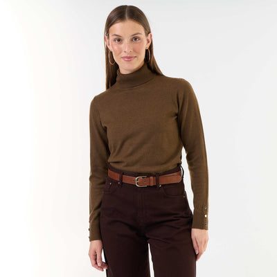 Fine Gauge Turtleneck Sweater BROWN