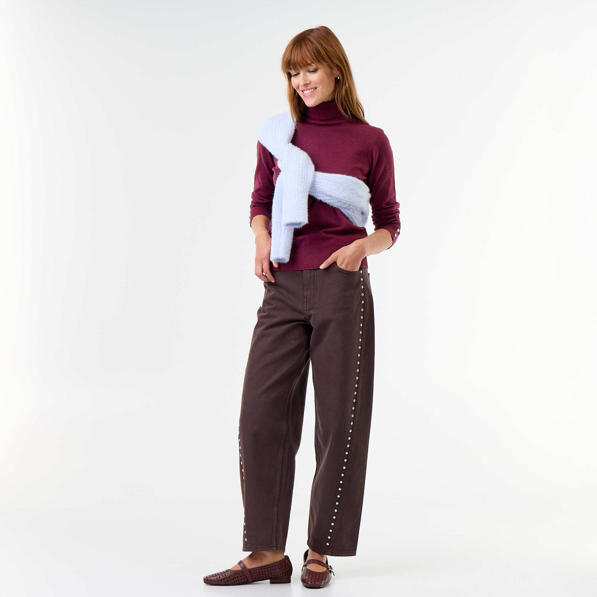 Fine Gauge Turtleneck Sweater PURPLE