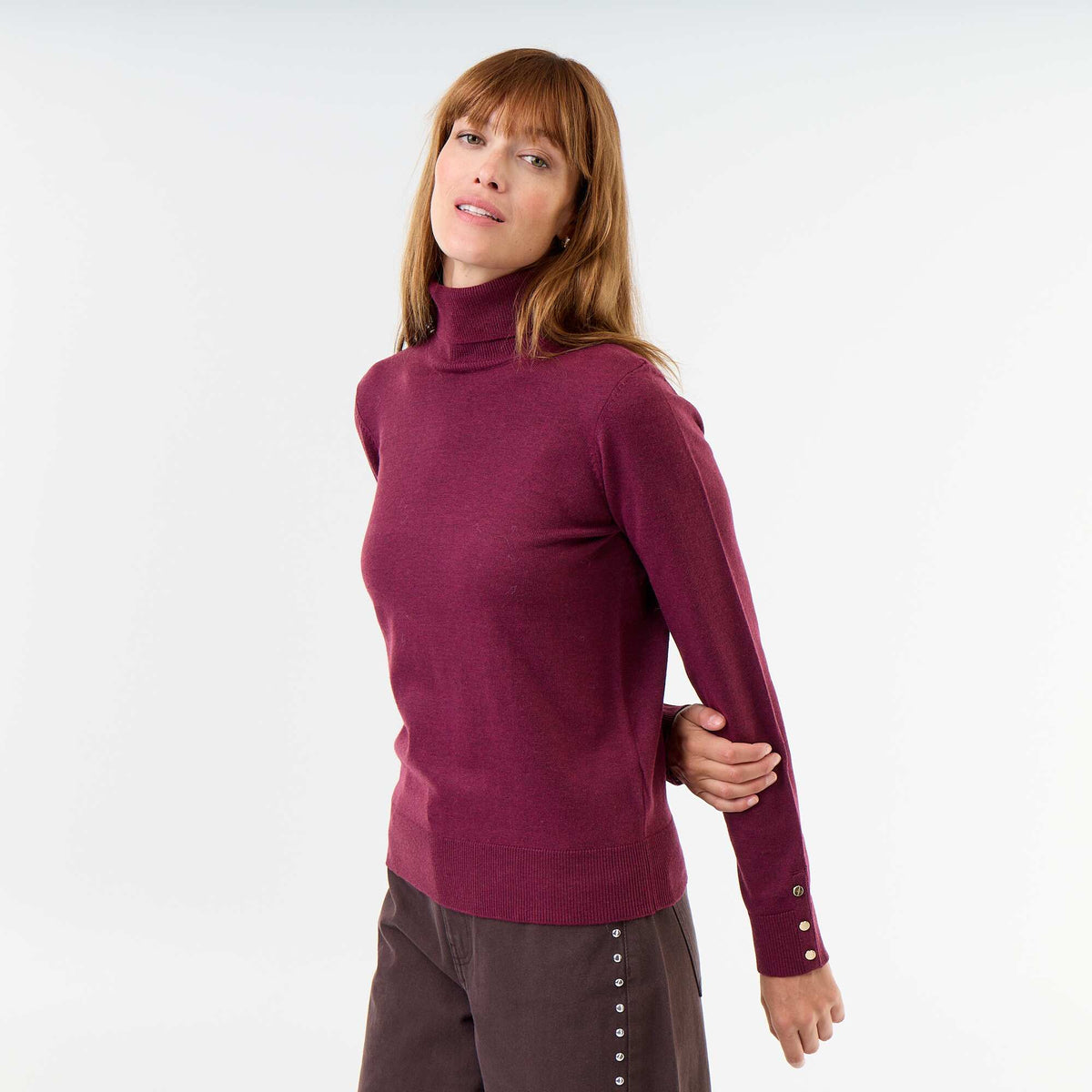 Fine Gauge Turtleneck Sweater PURPLE