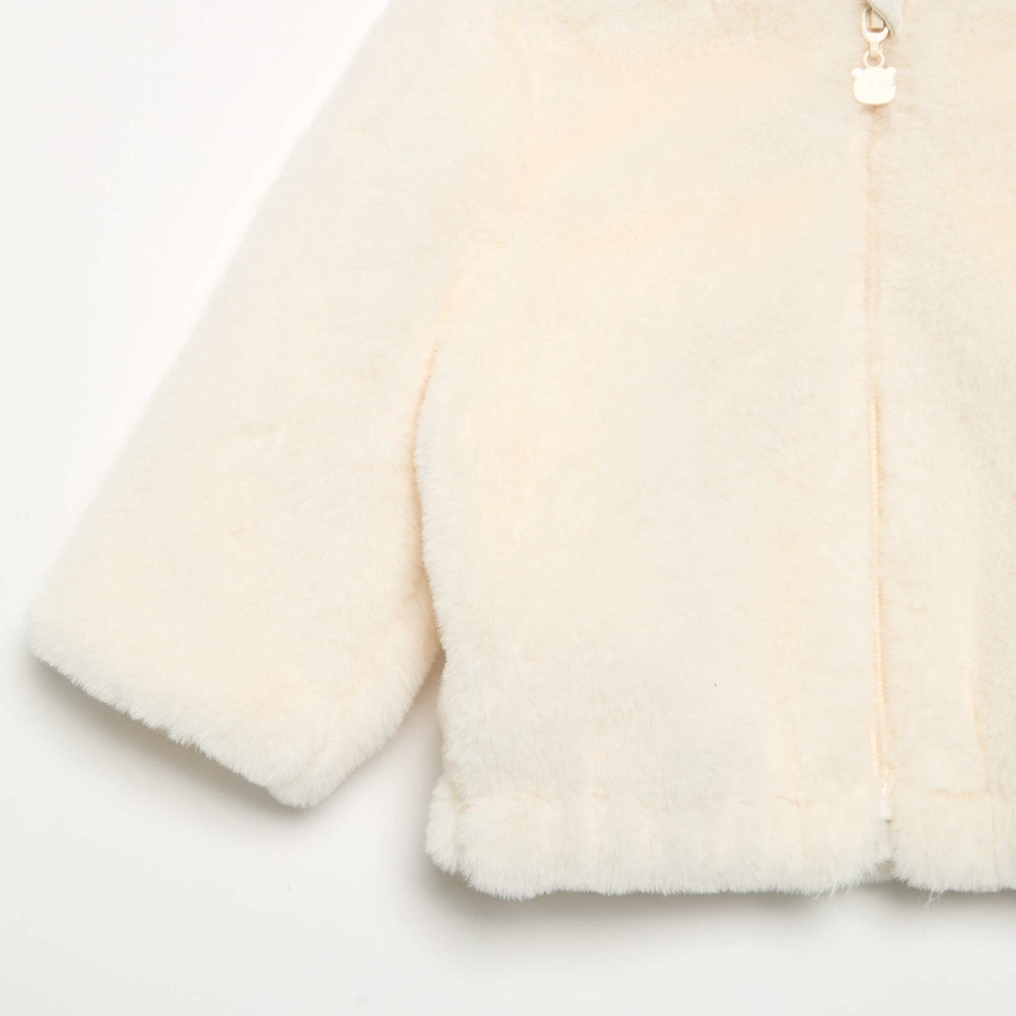 Short faux fur hooded jacket WHITE
