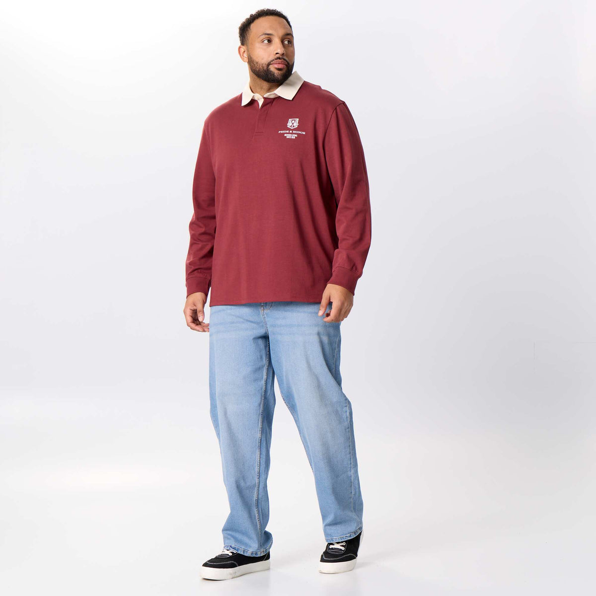 Long-sleeved rugby-style polo shirt BLUE