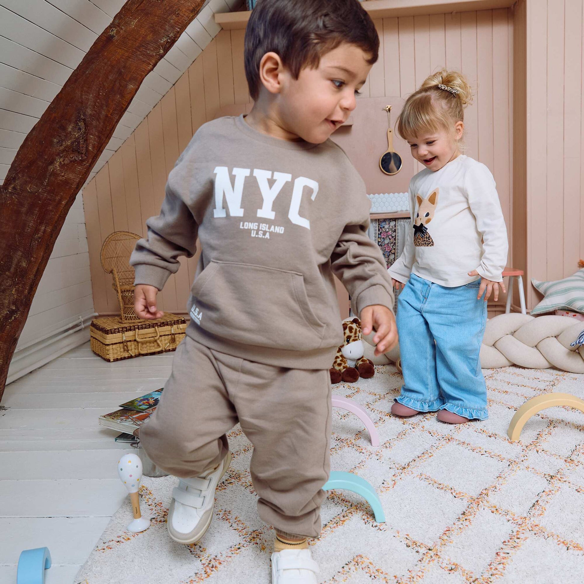 2-piece set - sweatshirt + jogging bottoms BEIGE