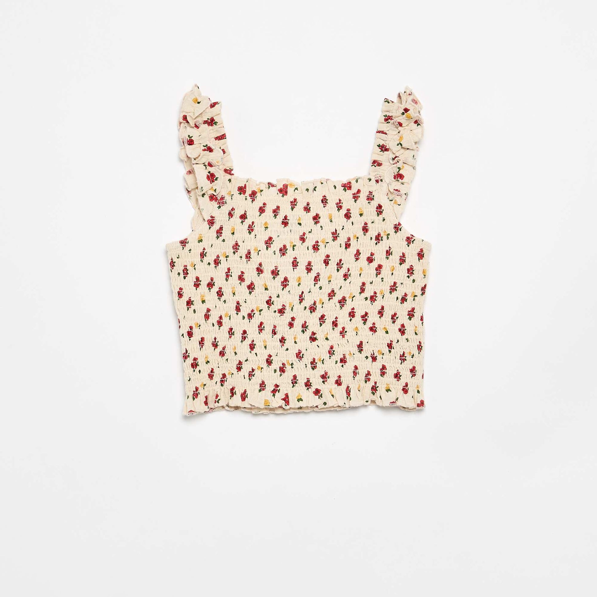 Ruffled Strap Tank Top WHITE