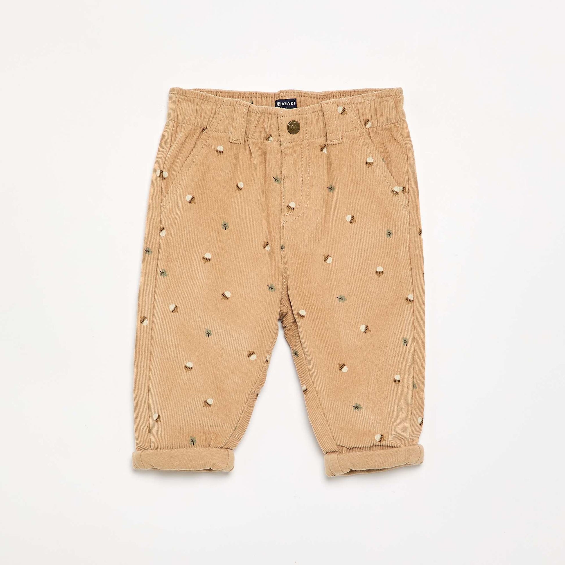 Printed Corduroy Pants BEIGE