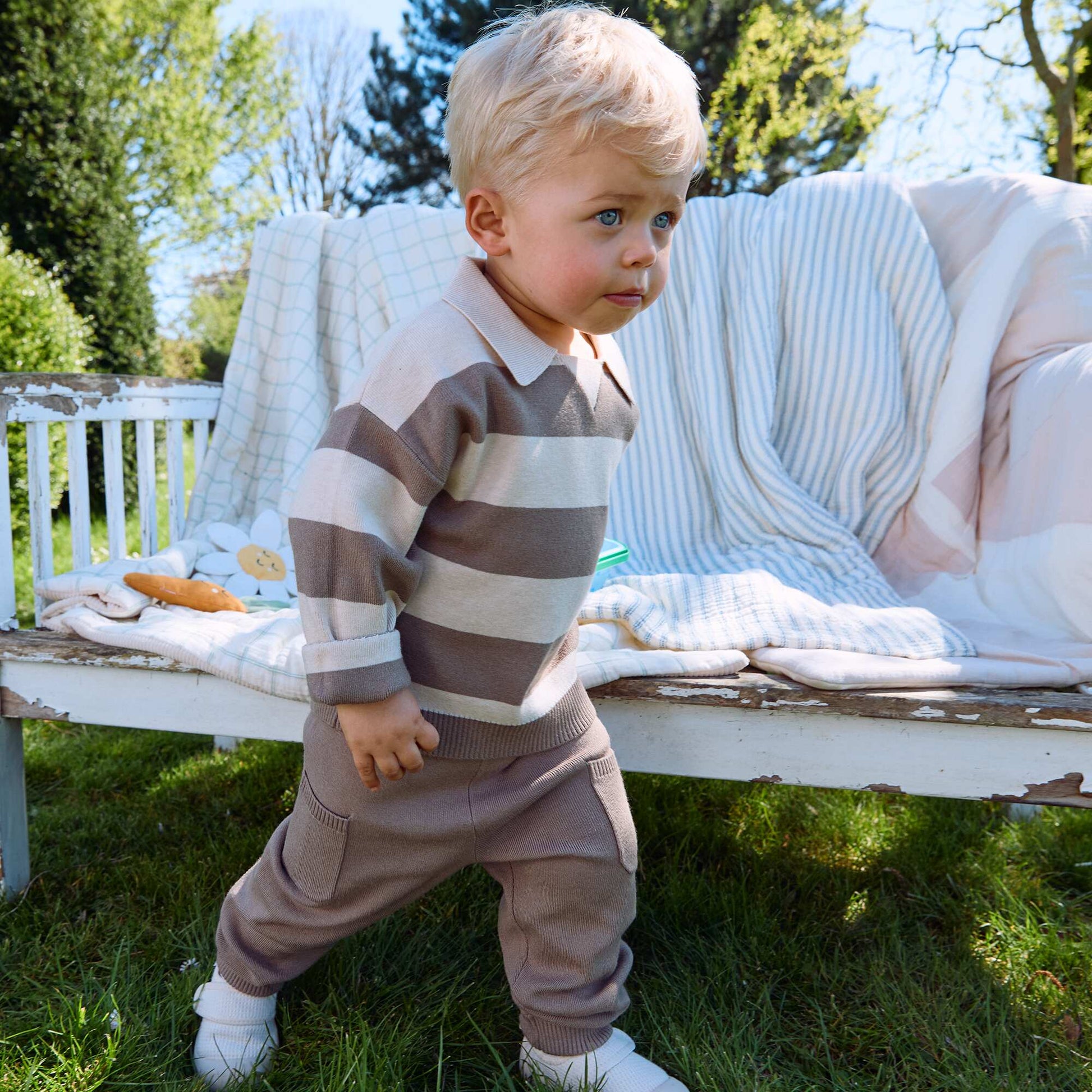 Solid knit pants BROWN