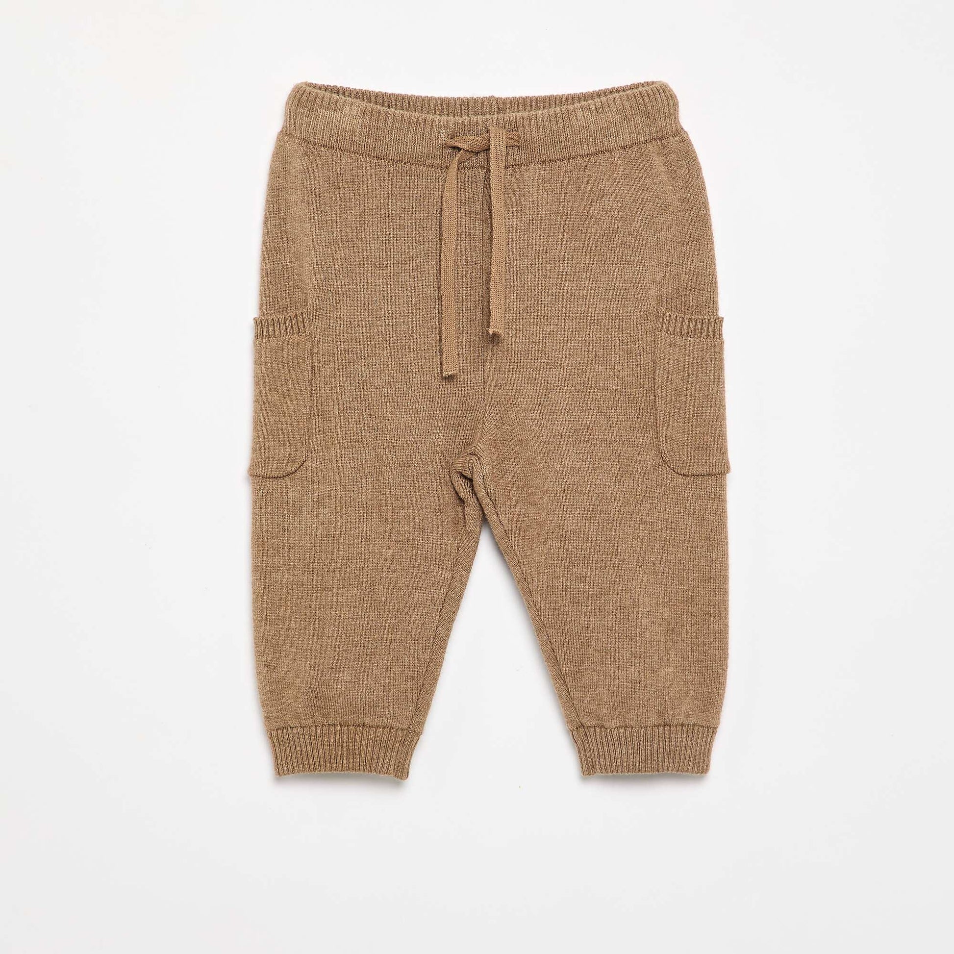 Solid knit pants BROWN