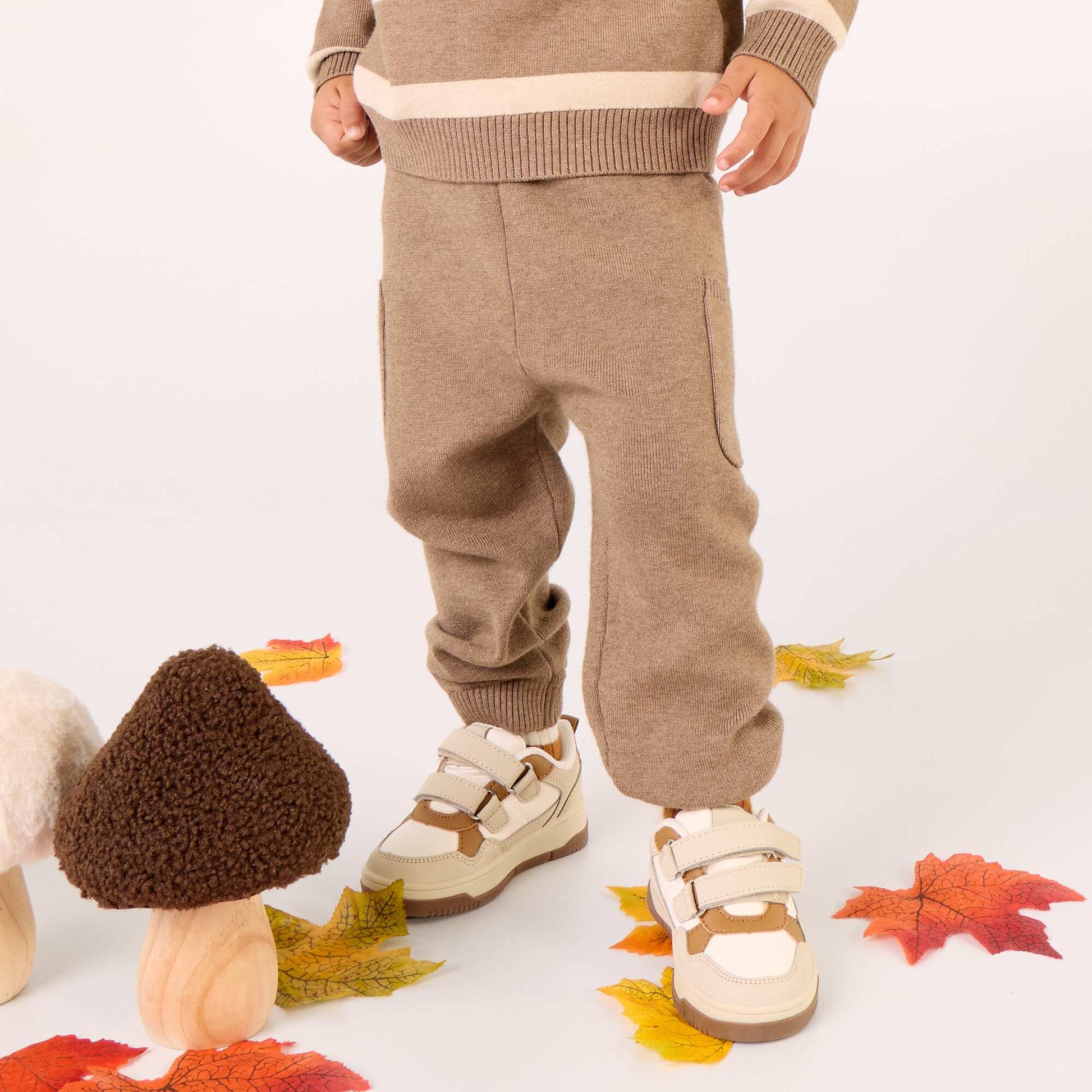 Solid knit pants BROWN