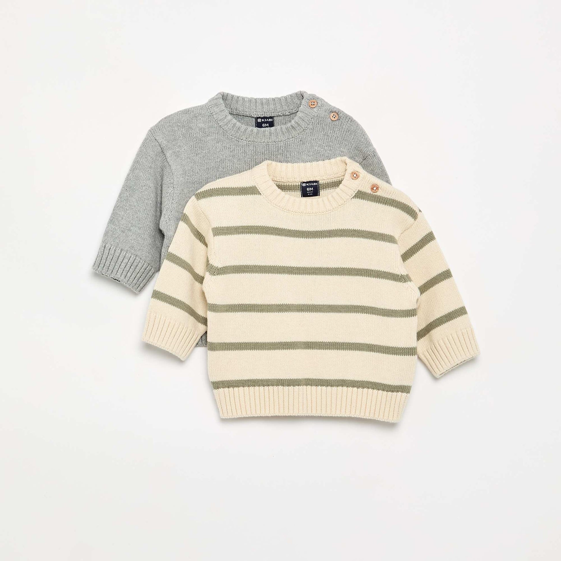 Set of 2 sweaters - 1 striped + 1 plain GREEN