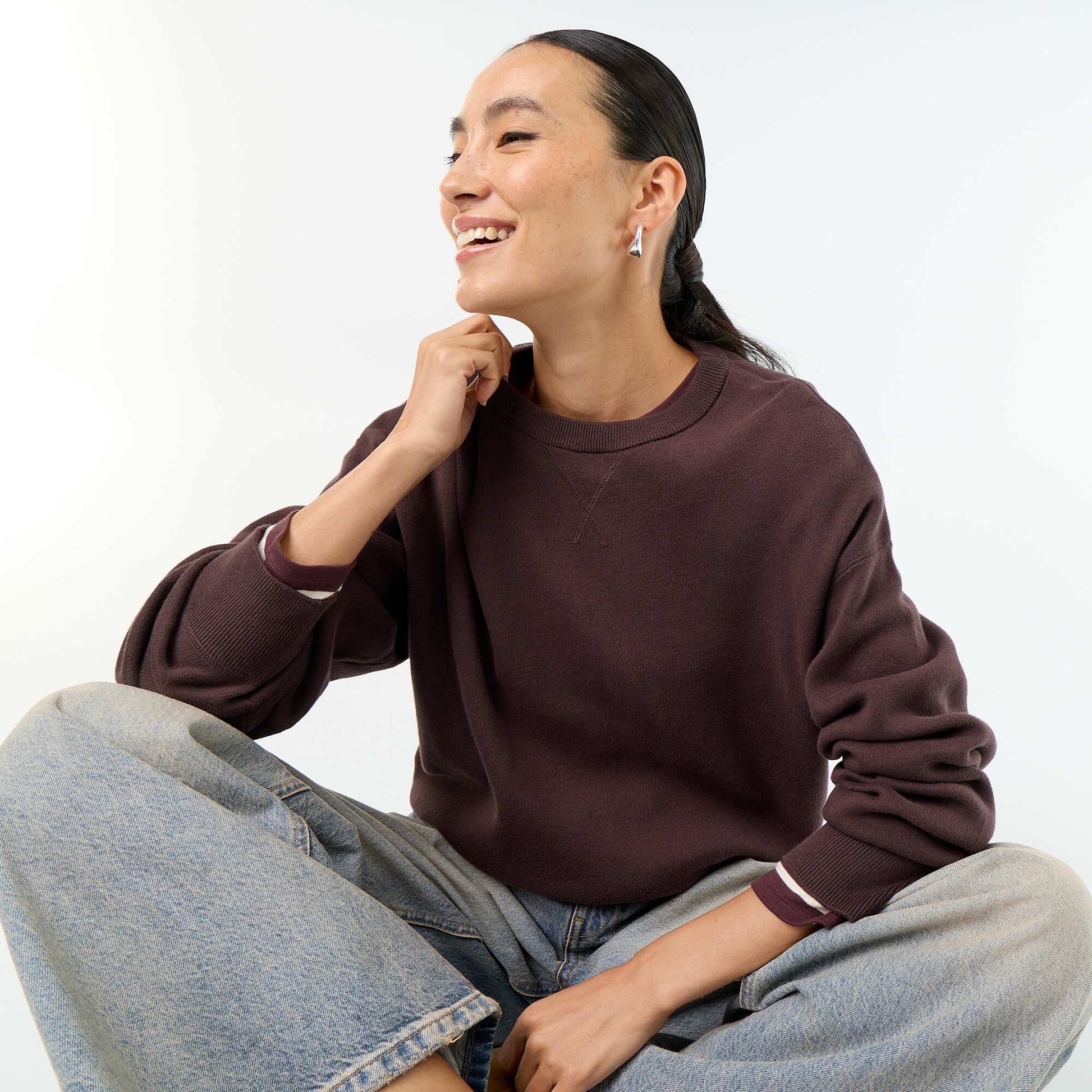 Thick cotton jumper BROWN