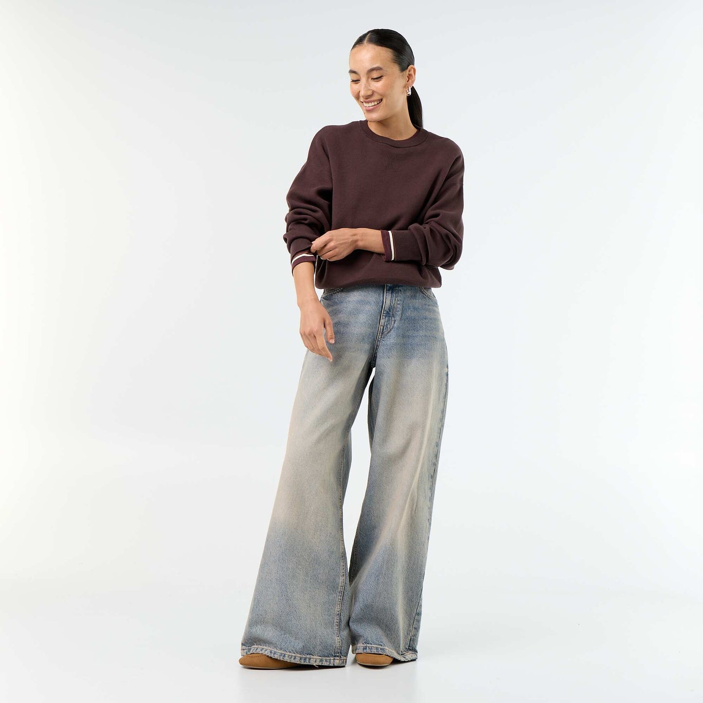 Thick cotton jumper BROWN