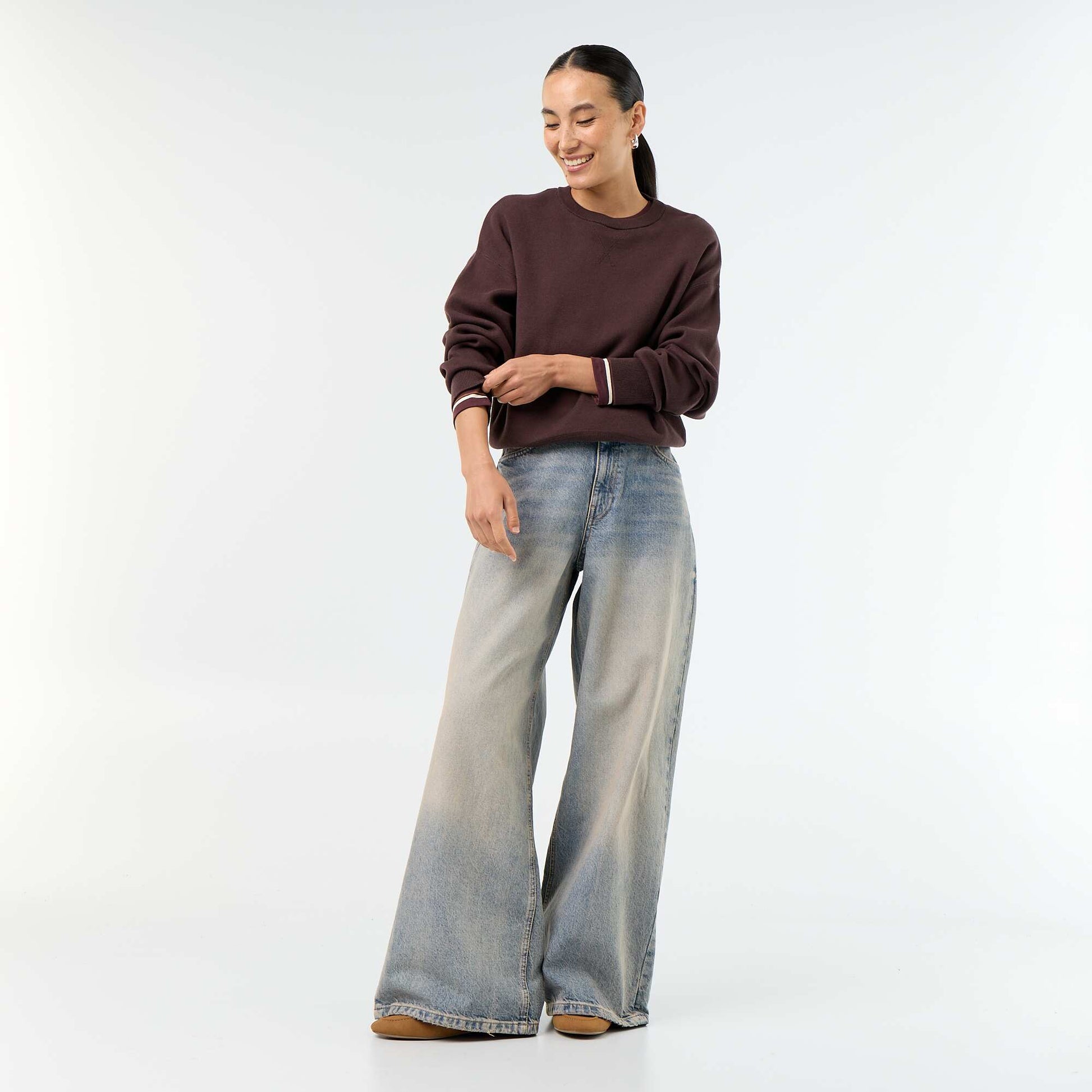 Thick cotton jumper BROWN