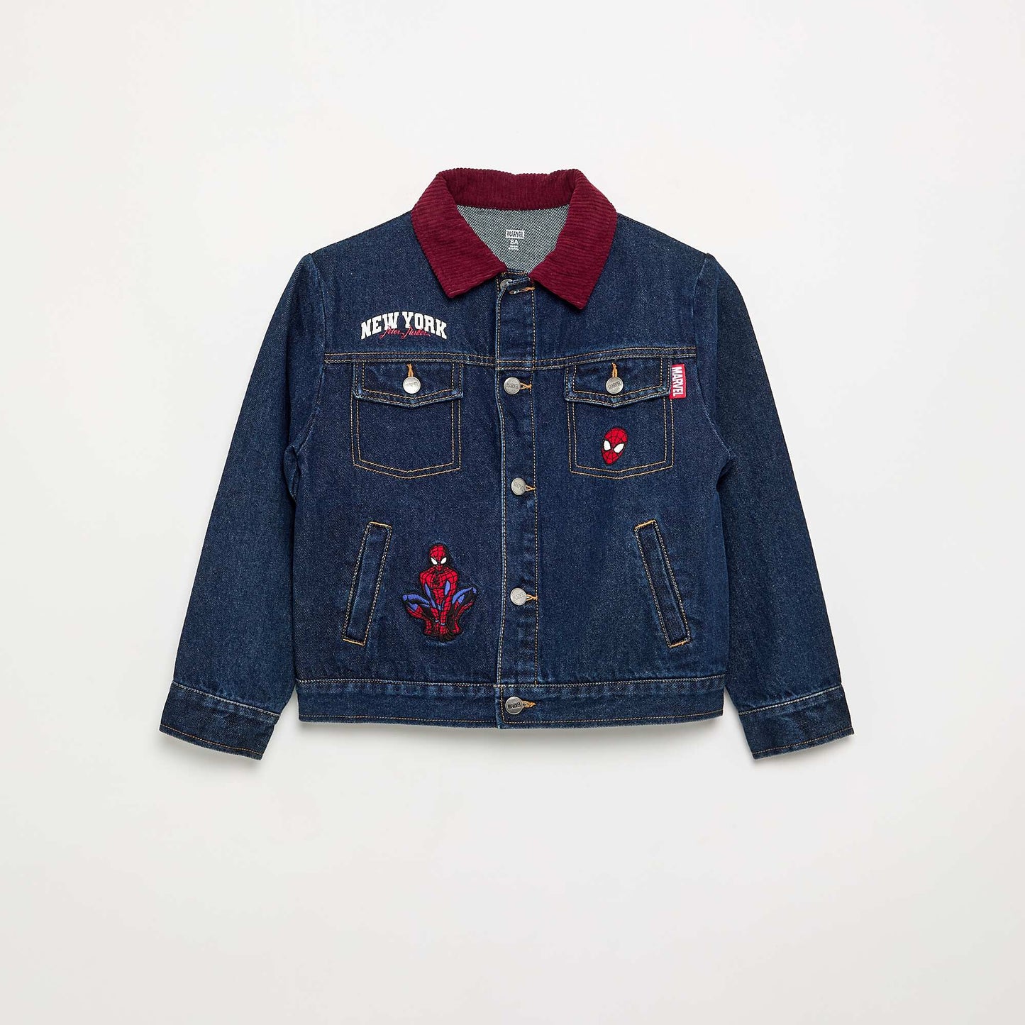 'Marvel' 'Spiderman' denim jacket with contrasting collar BLUE