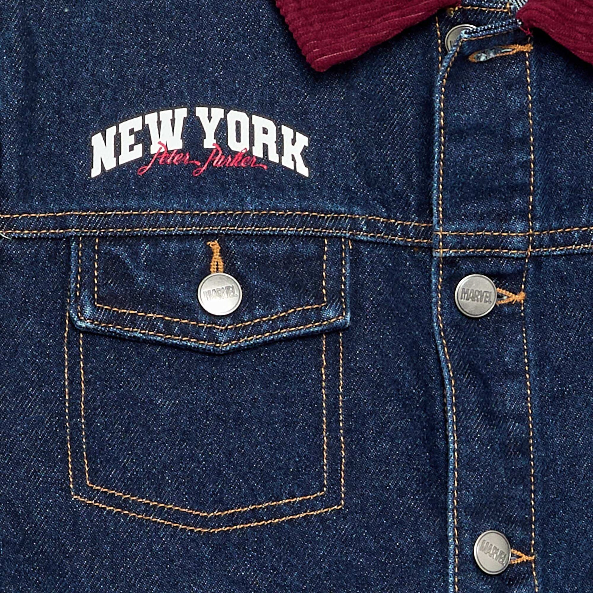 'Marvel' 'Spiderman' denim jacket with contrasting collar BLUE
