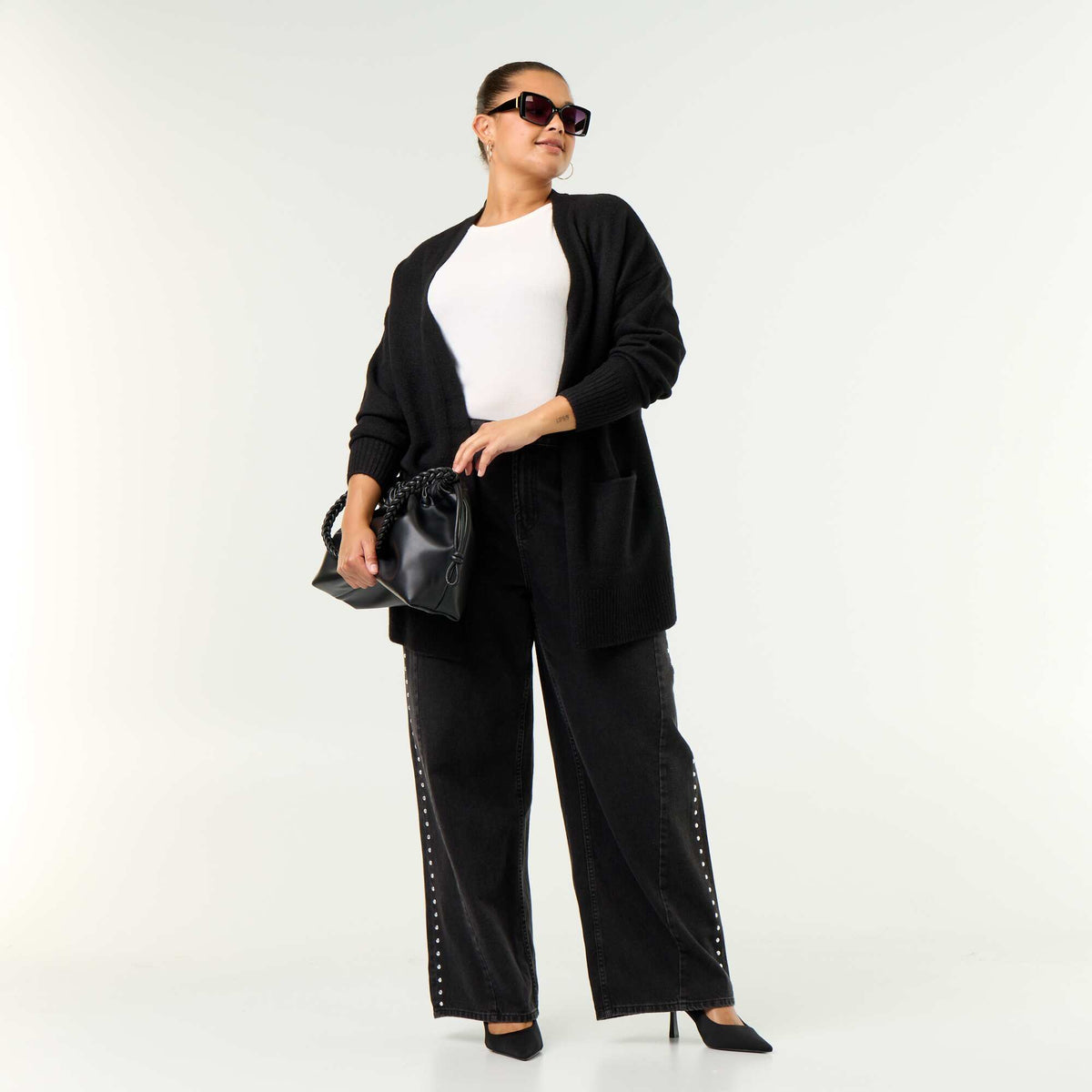Long Open Cardigan BLACK