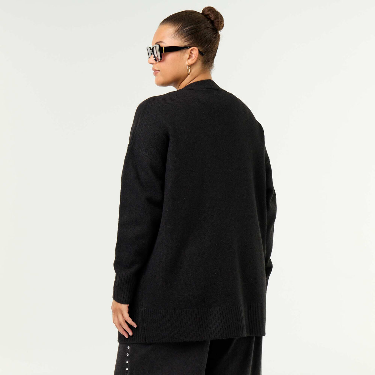 Long Open Cardigan BLACK