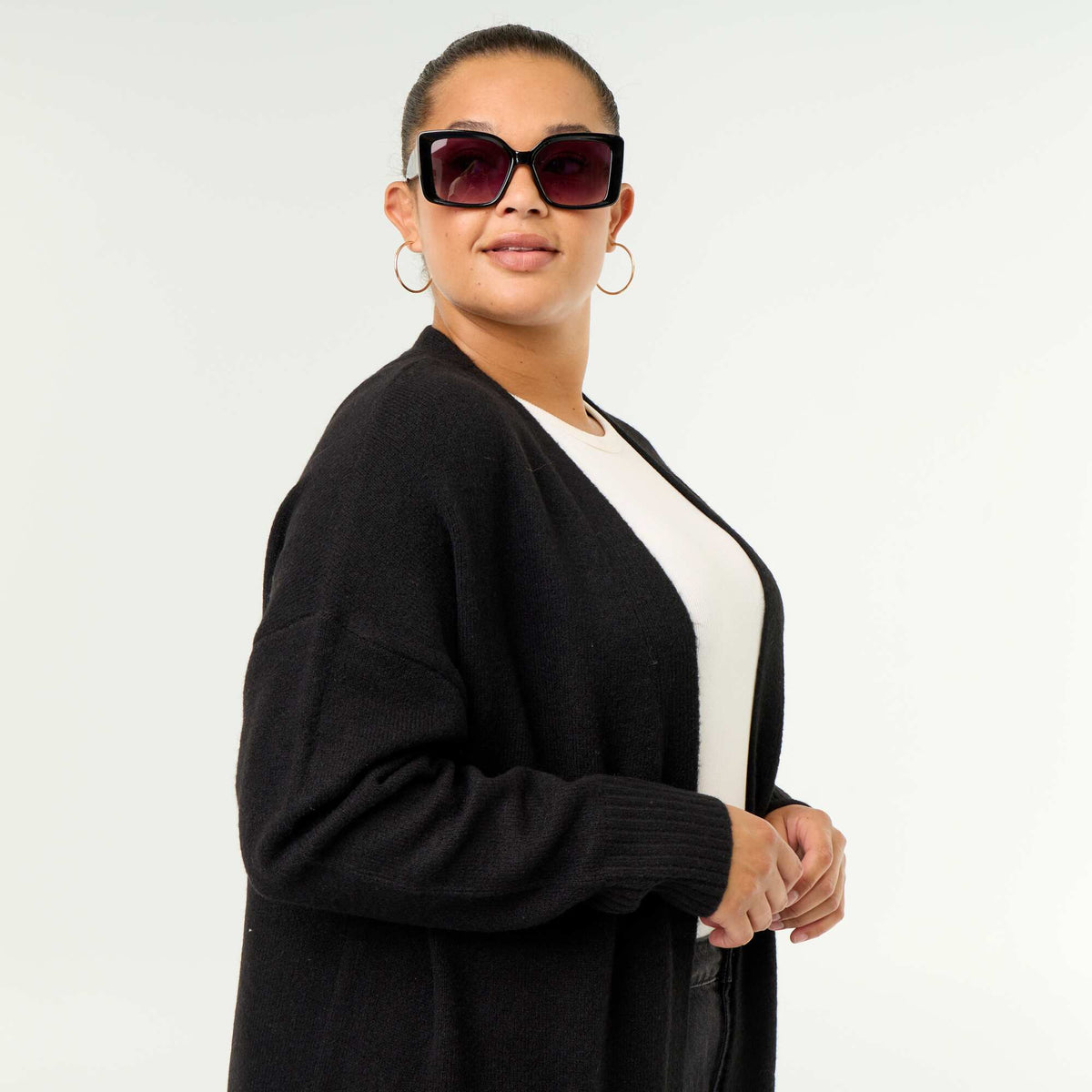 Long Open Cardigan BLACK