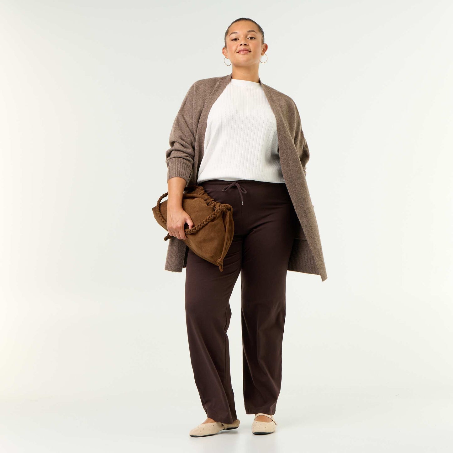 Long Open Cardigan BROWN