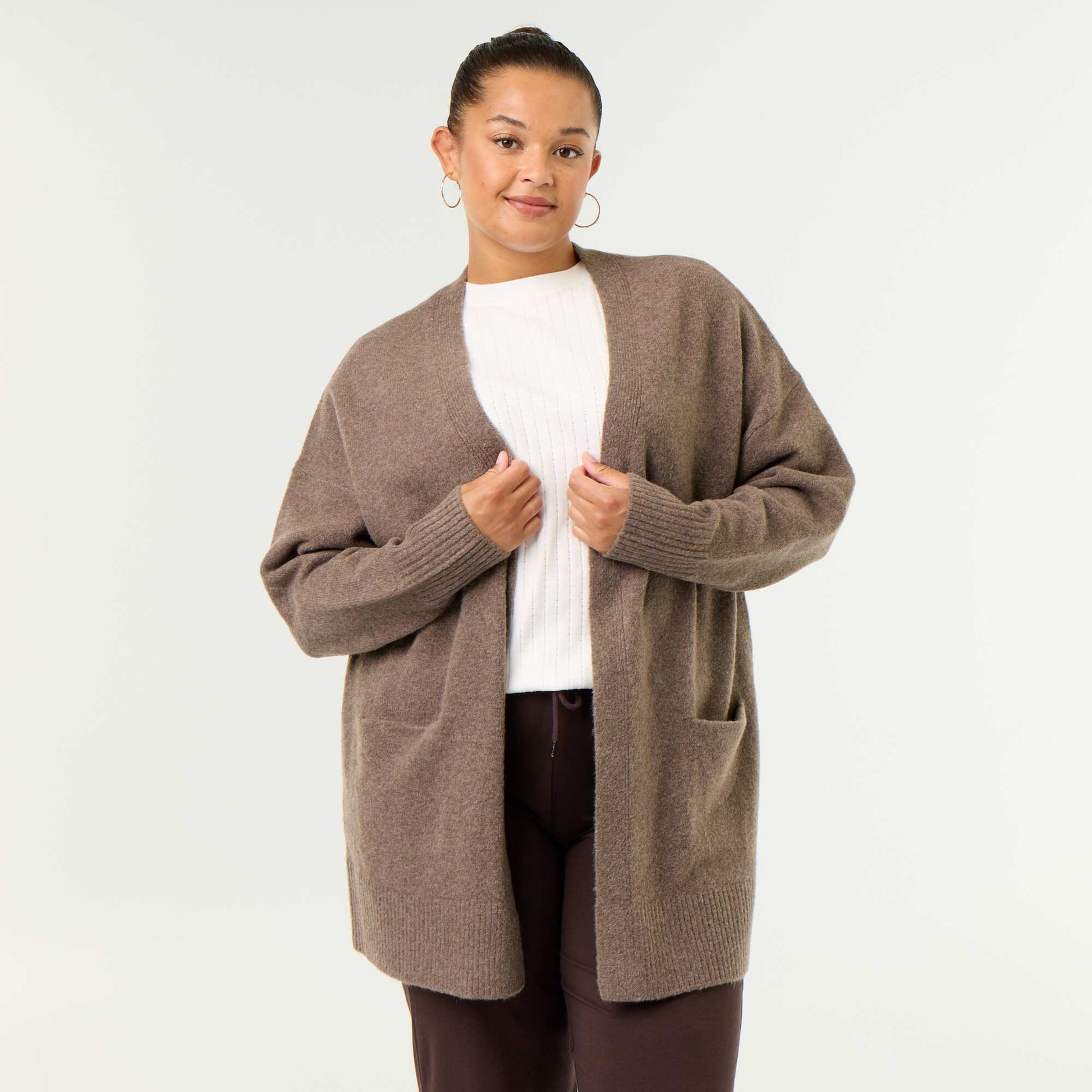 Long Open Cardigan BROWN