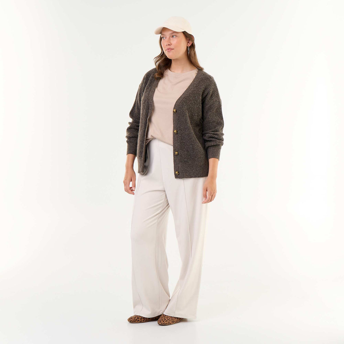 V-neck cardigan BROWN