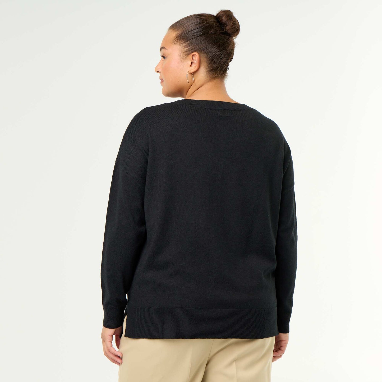 Fine knit V-neck jumper BLACK