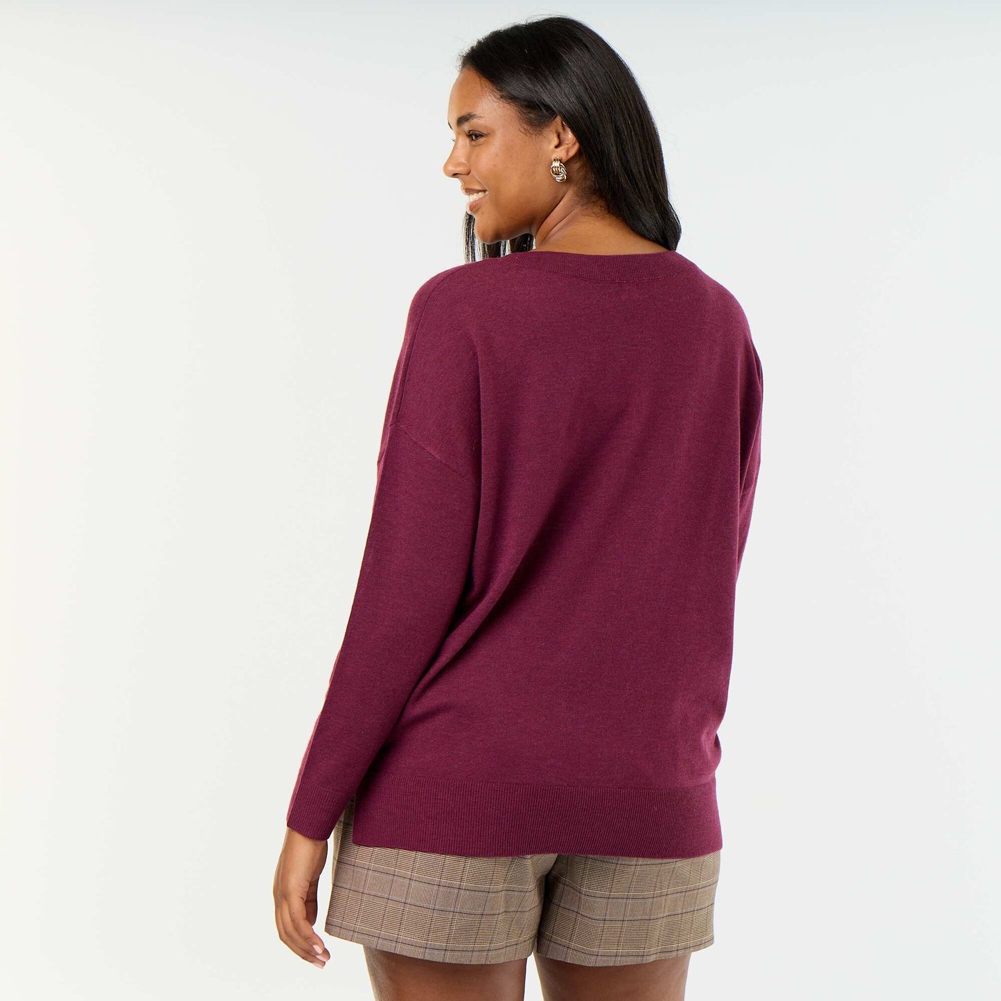 Fine knit V-neck jumper PINK