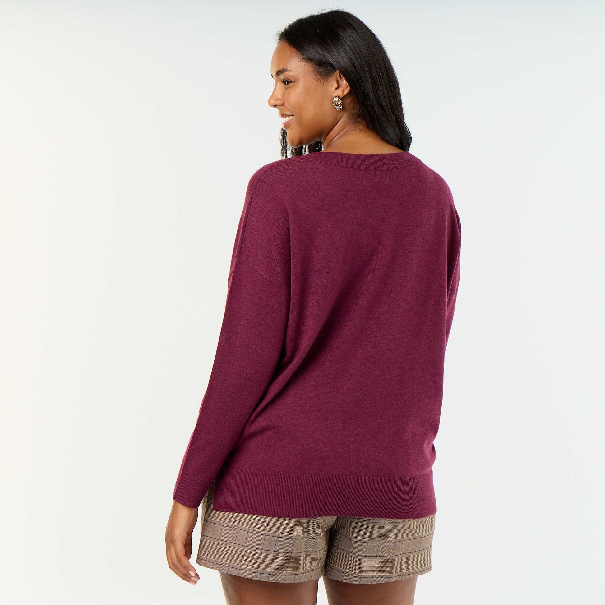Fine knit V-neck jumper PINK