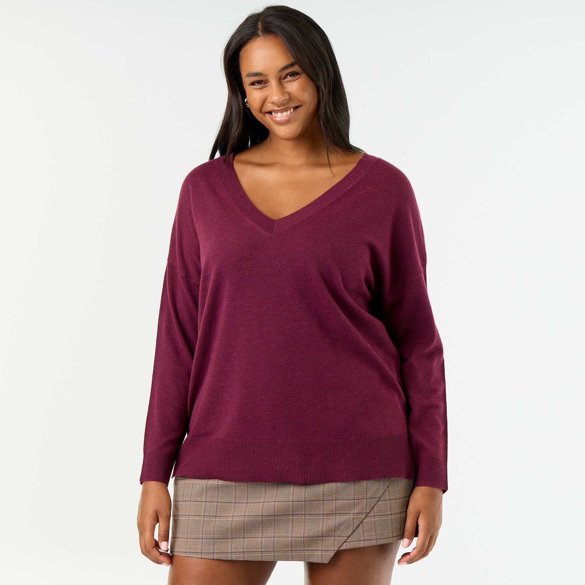 Fine knit V-neck jumper PINK