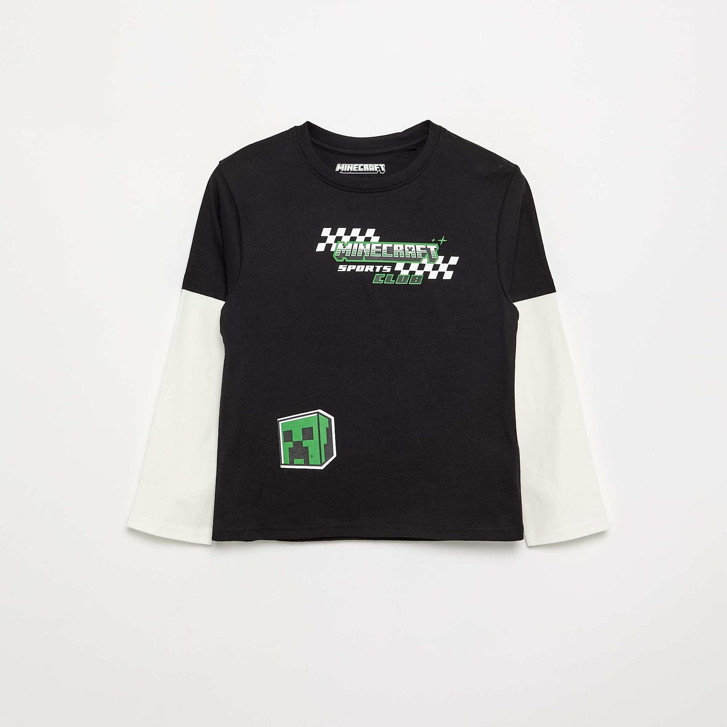 Minecraft T-shirt with prints and contrasting sleeves BLACK