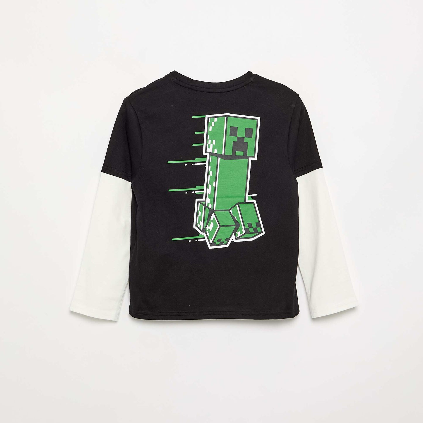Minecraft T-shirt with prints and contrasting sleeves BLACK