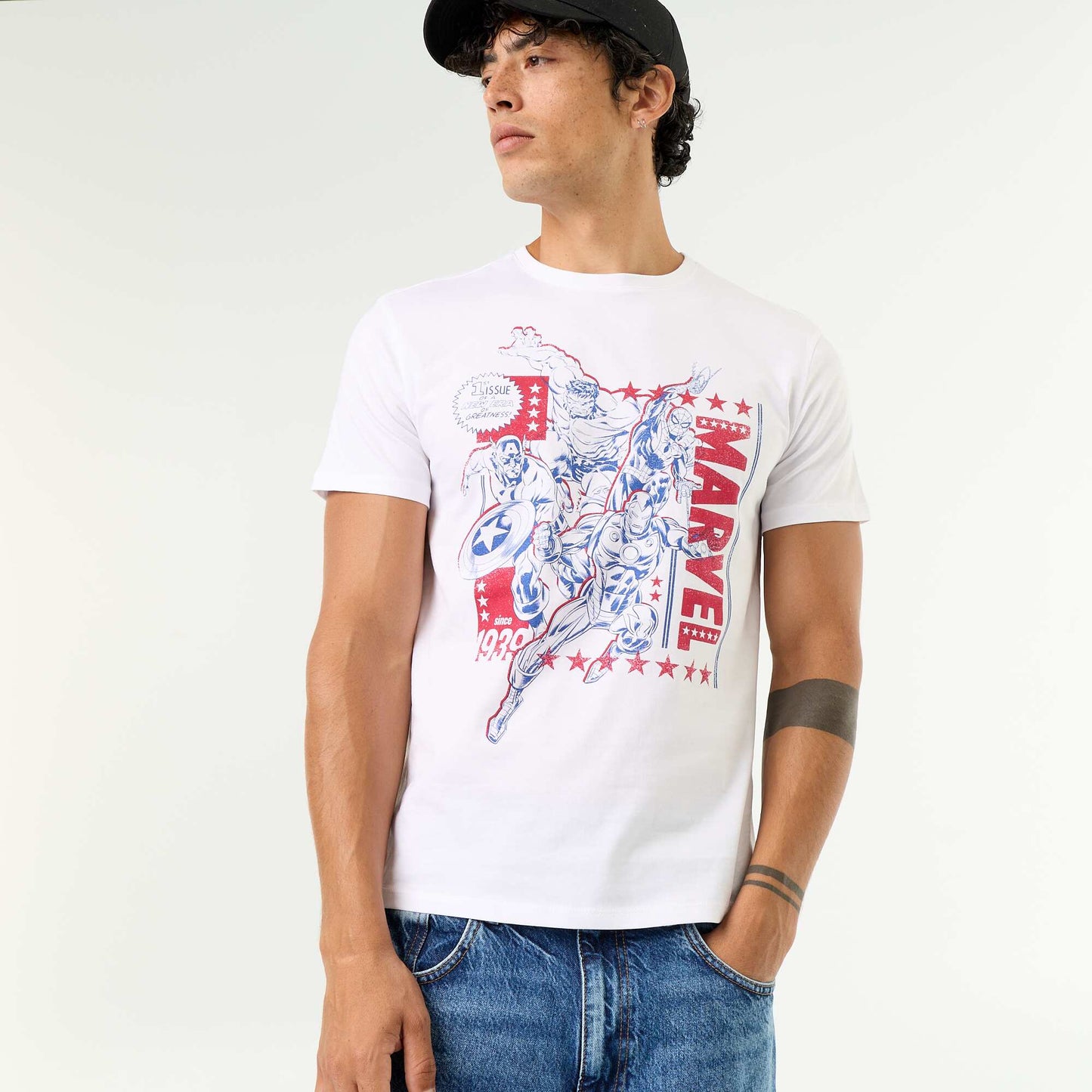 'Marvel' Short-Sleeved T-Shirt WHITE