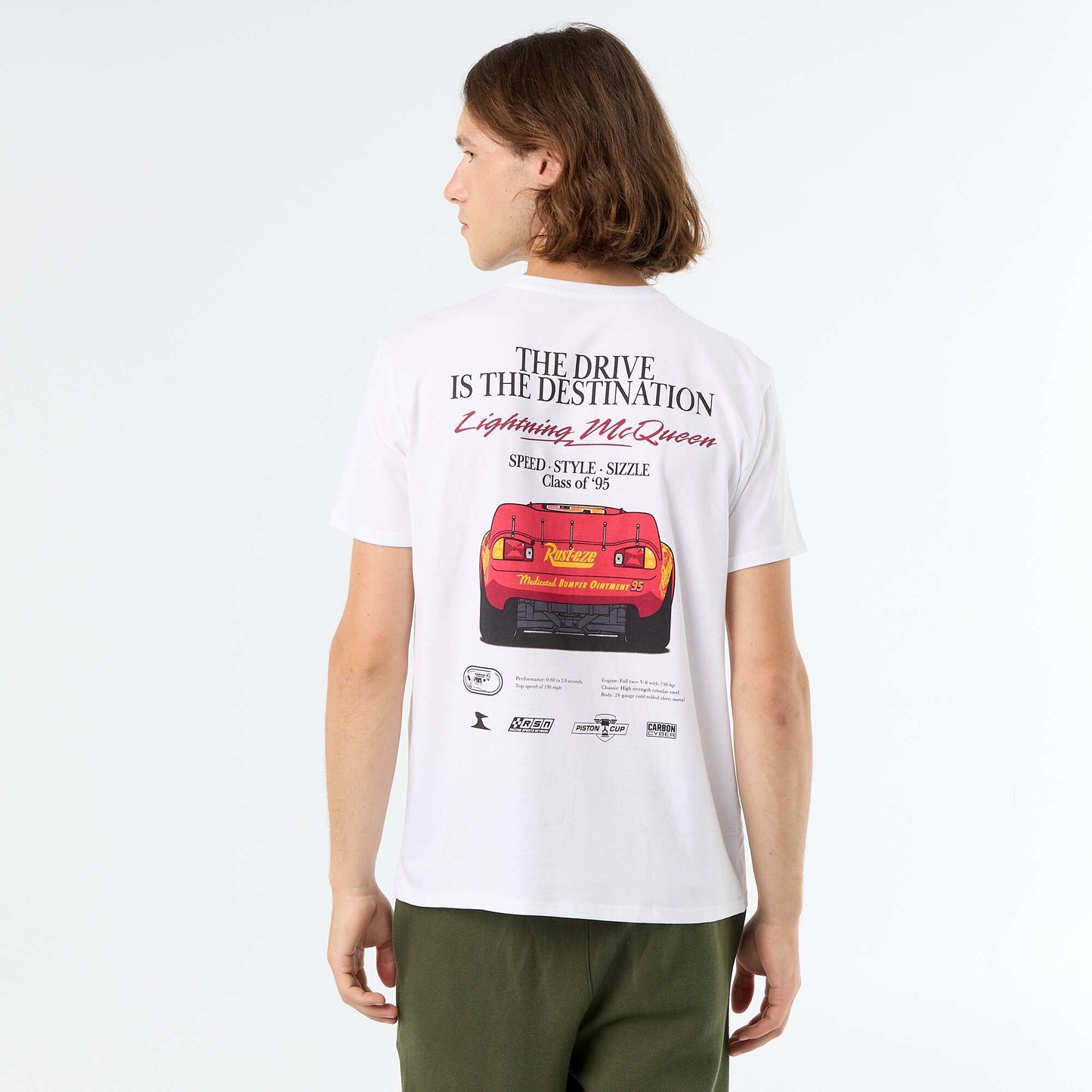 Disney Pixar 'Lightning McQueen' Front and Back Print T-Shirt WHITE