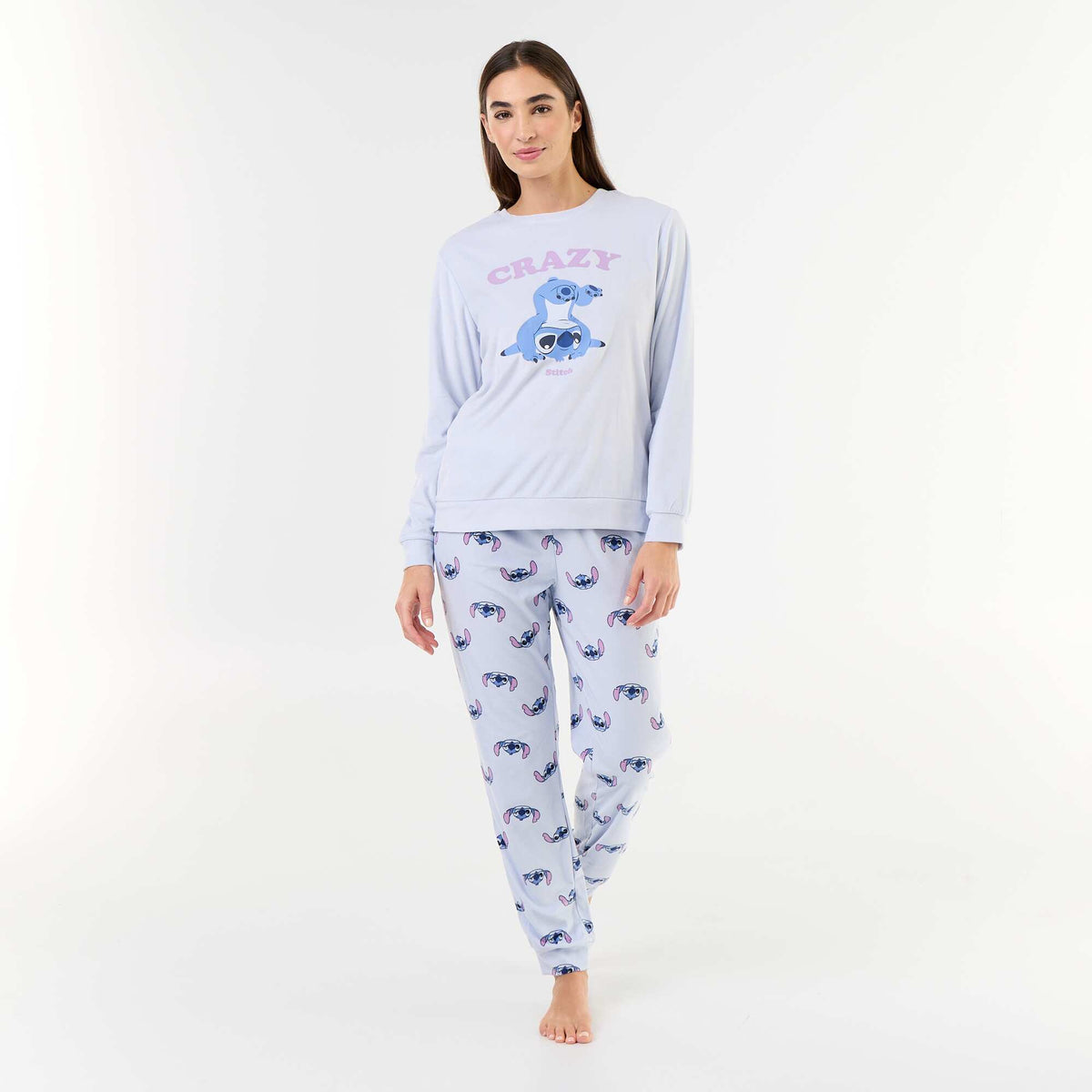 Long 'Disney' Print Pyjamas - 2-Piece Set BLUE