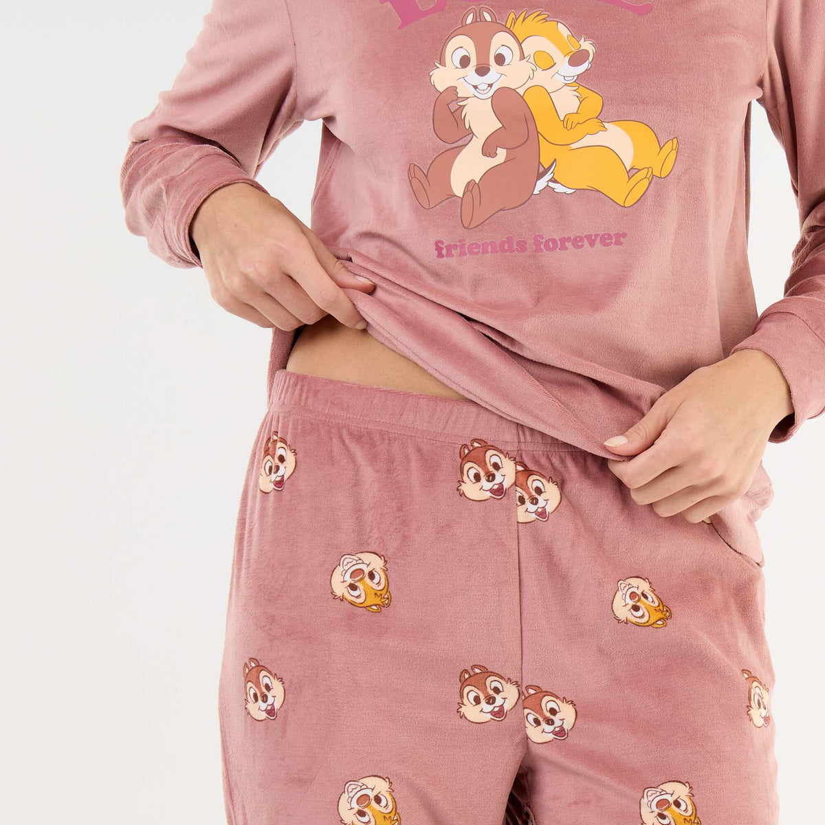 Long 'Disney' Print Pyjamas - 2-Piece Set PINK