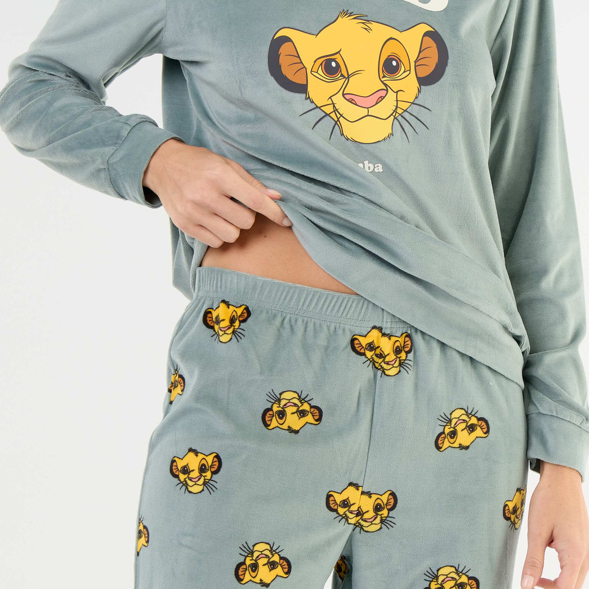 Long 'Disney' Print Pyjamas - 2-Piece Set GREEN