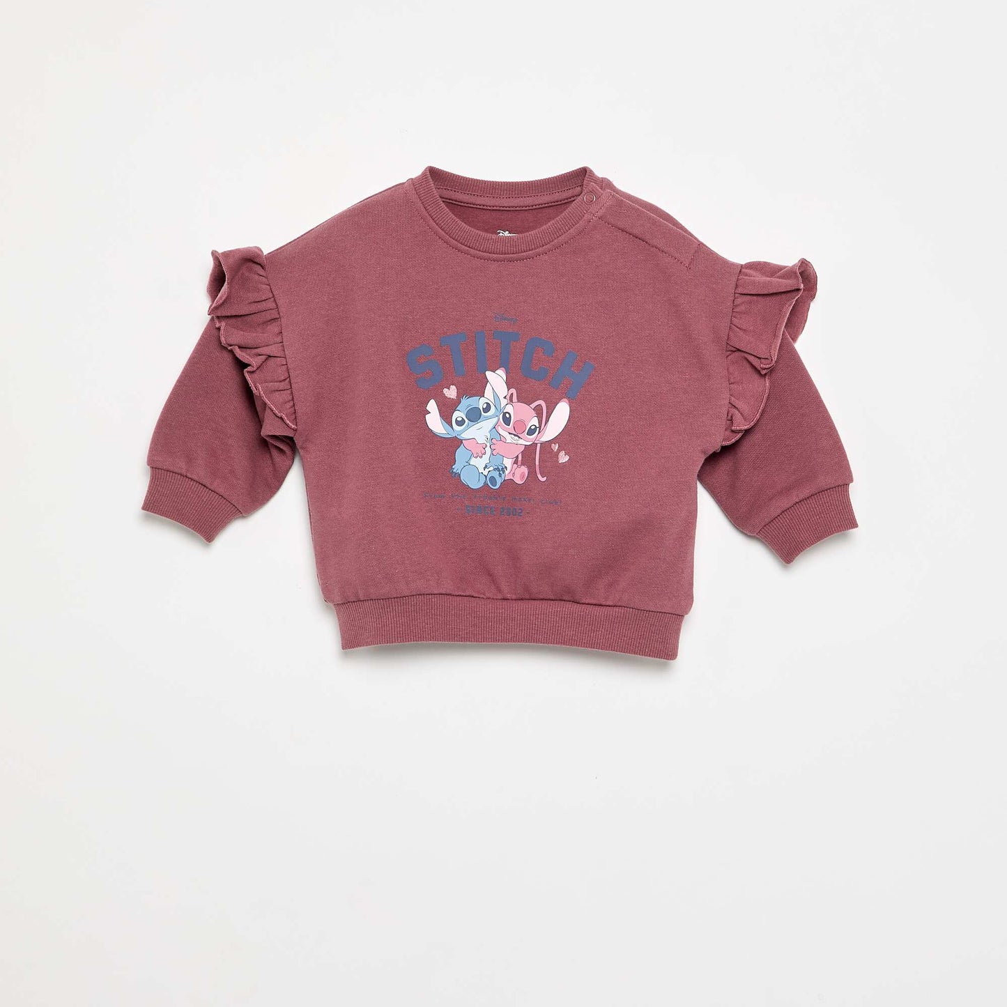 Long-sleeved sweatshirt with ruffled shoulders PINK