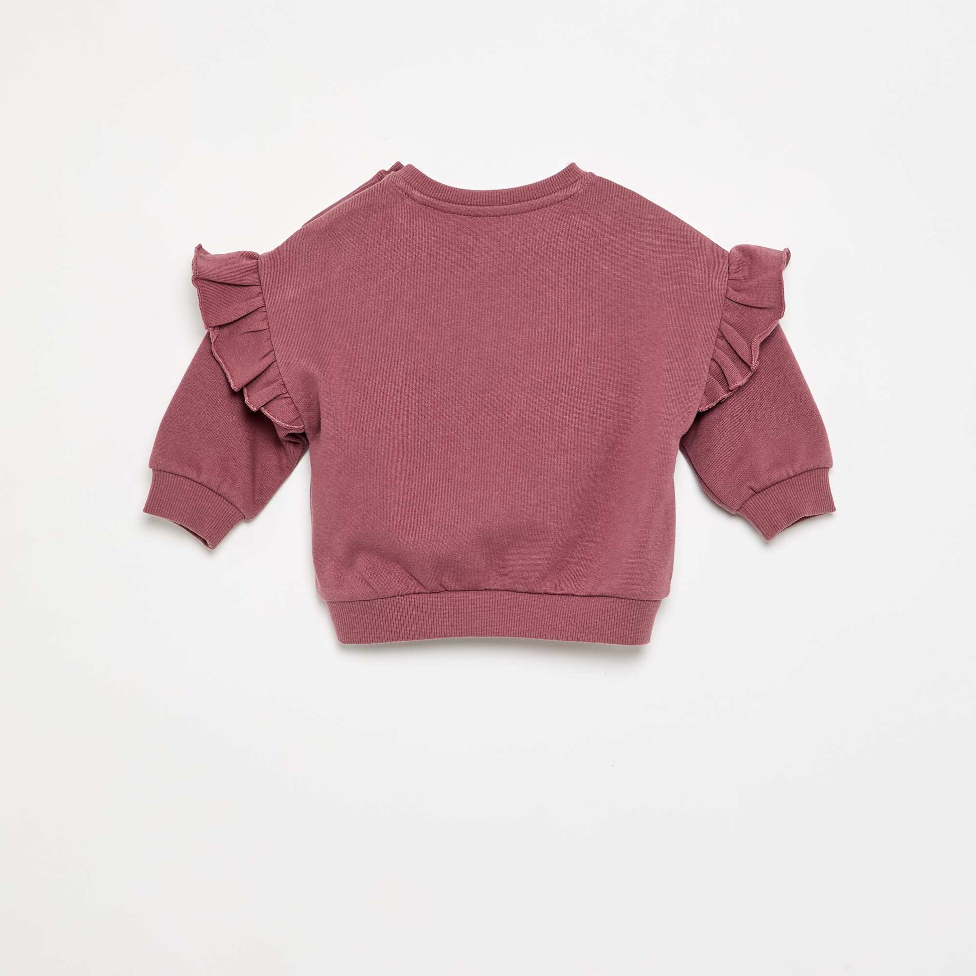 Long-sleeved sweatshirt with ruffled shoulders PINK