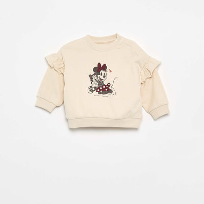 Long-sleeved sweatshirt with shoulder ruffles BEIGE