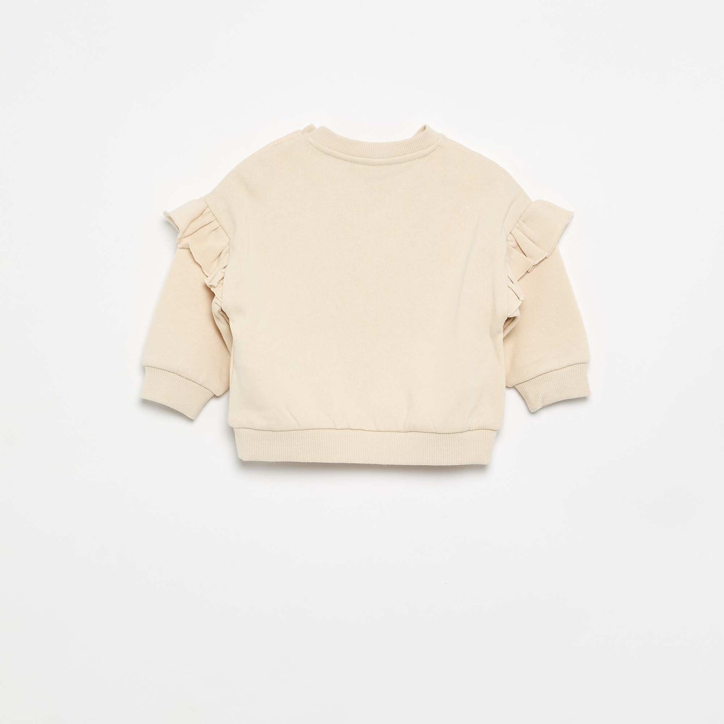 Long-sleeved sweatshirt with shoulder ruffles BEIGE