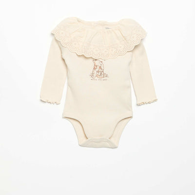 'Disney' Bodysuit with Embroidered Collar WHITE