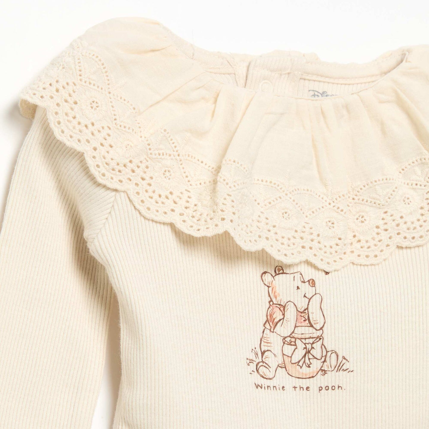 'Disney' Bodysuit with Embroidered Collar WHITE
