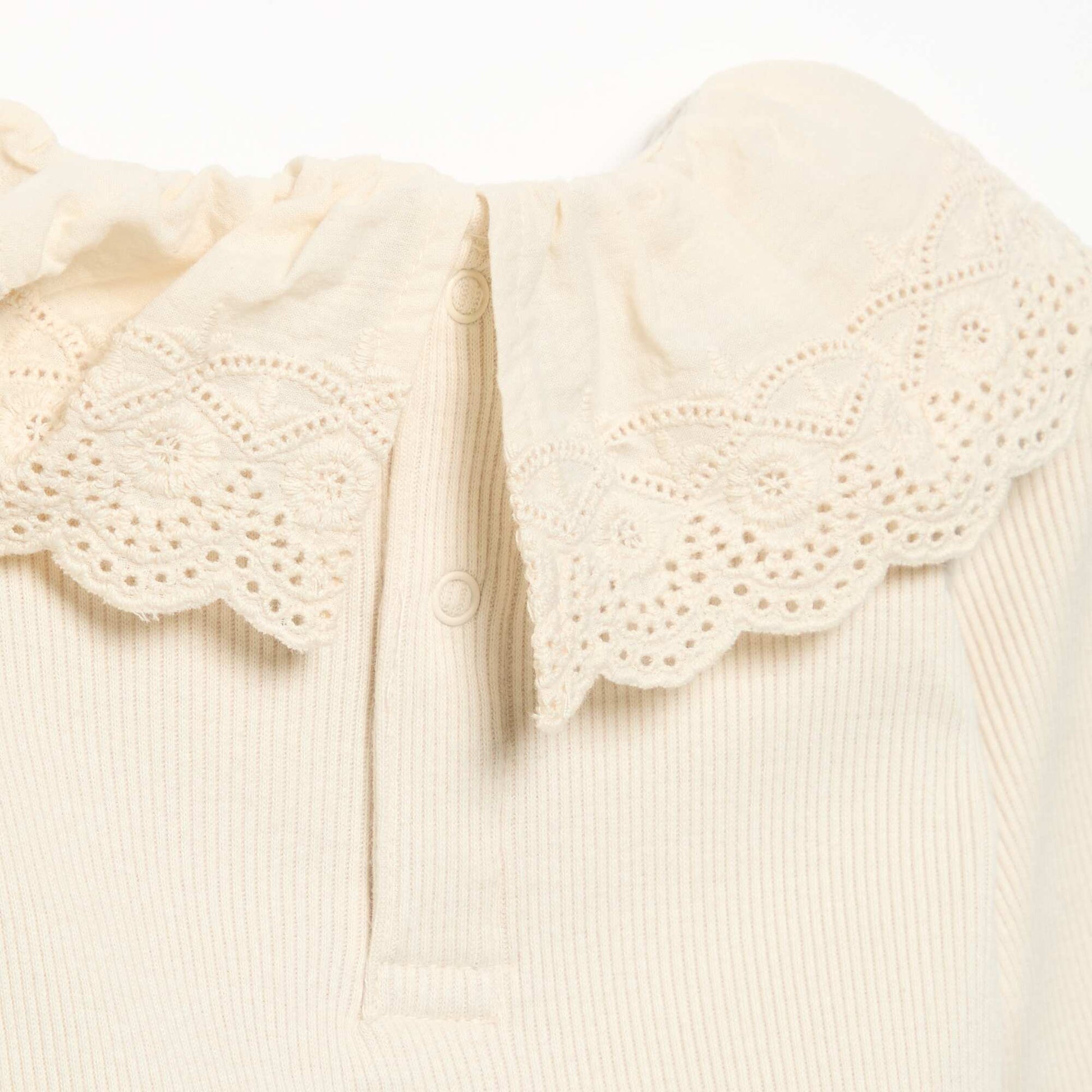 'Disney' Bodysuit with Embroidered Collar WHITE