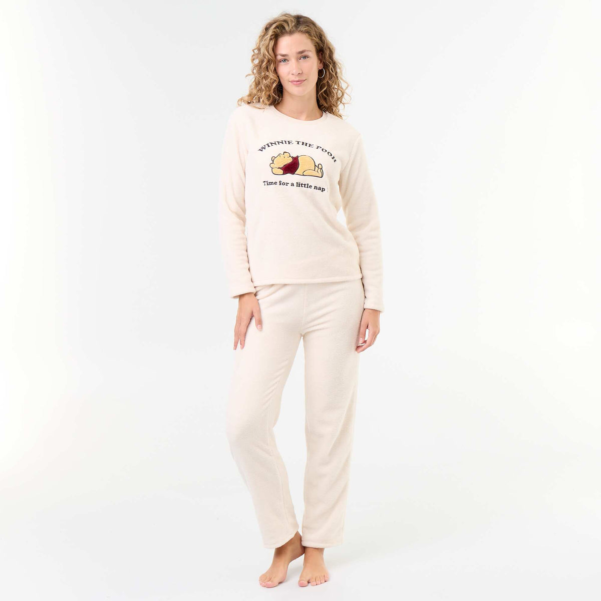 Disney's 'Winnie' Long Fleece Pyjama Set - 2-Piece WHITE