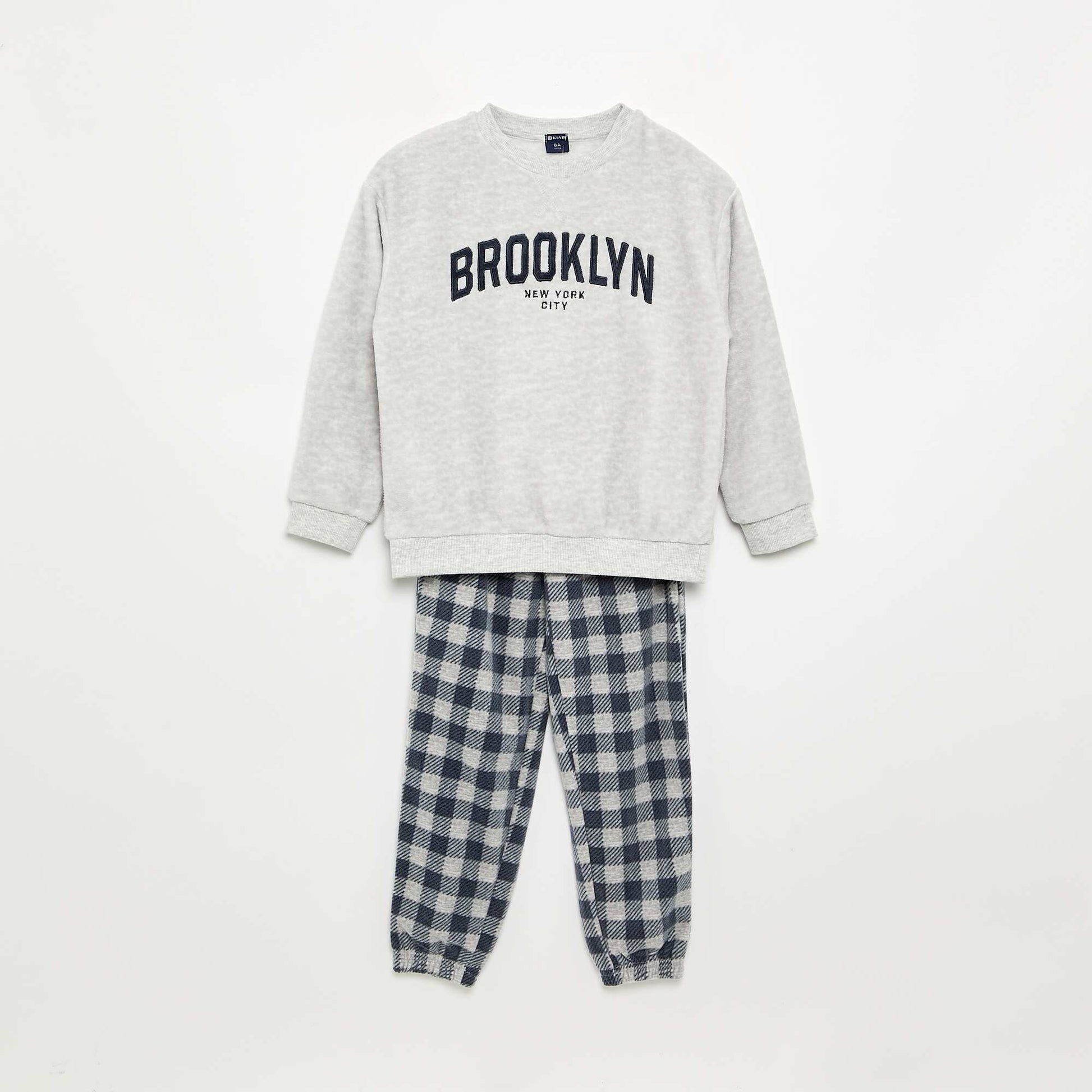 Long fleece pajama set - 2 pieces GREY