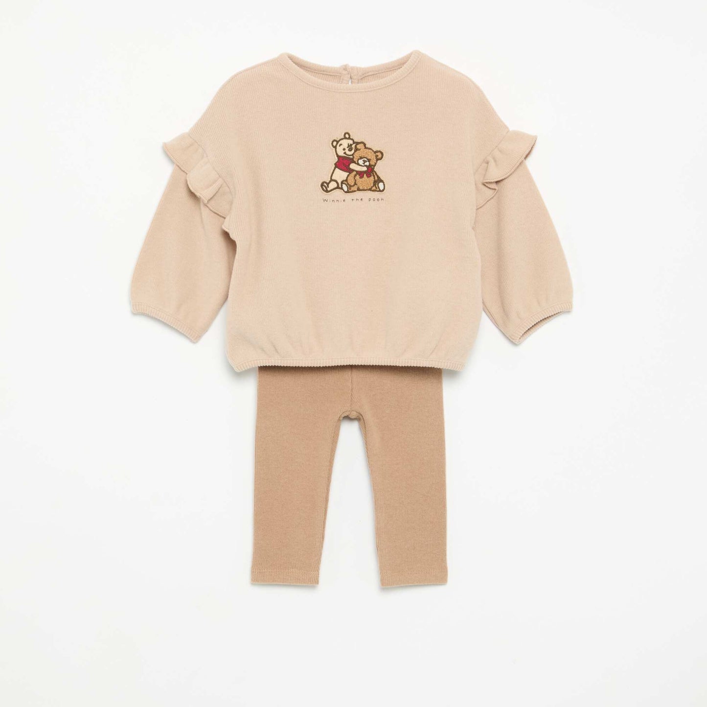 Disney 2-piece set - Ruffled sweatshirt + leggings BEIGE