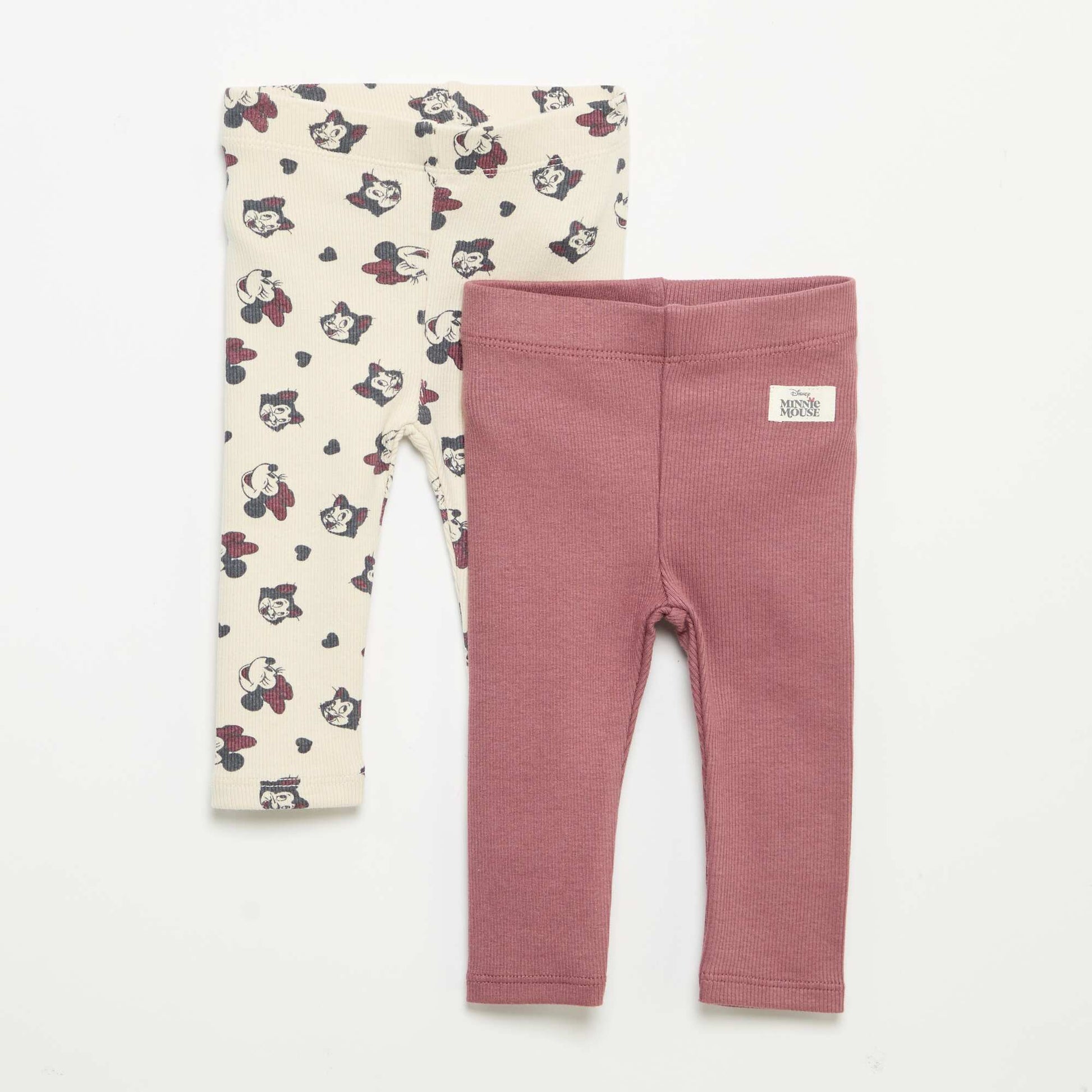 2-pack of 'Disney' ribbed knit leggings BEIGE