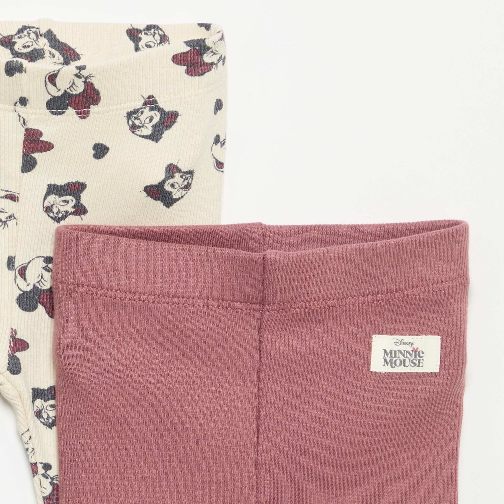 2-pack of 'Disney' ribbed knit leggings BEIGE