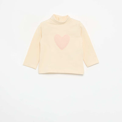 Turtleneck top with playful bow WHITE