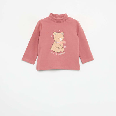 Turtleneck top with playful bow PINK